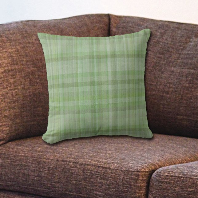 Summer Greens Plaid Pattern Throw Pillow (Creator Uploaded)