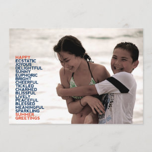 Summer Greetings Adjectives Flat Card