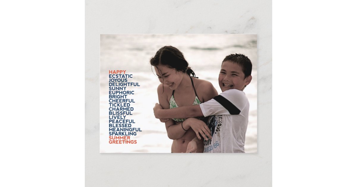 Summer Greetings Adjectives Postcard Zazzle