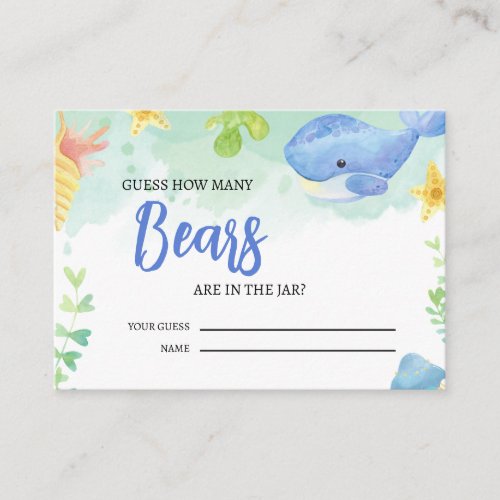 Summer Guess How Many Bears Tickets Baby Shower  Enclosure Card