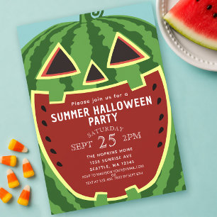 Summer Halloween Party Watermelon Jack-o-Lantern Invitation