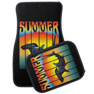 SUMMER HAMMERHEAD SHARK SUNSET CAR FLOOR MAT