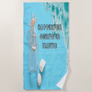 Summer Happiness Comes in Waves Beach Towel