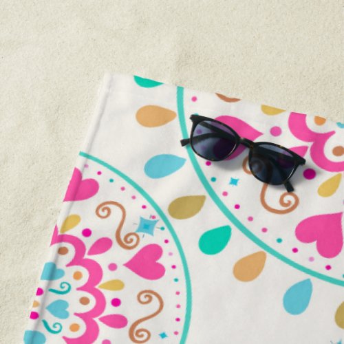 Summer Heart Mandala Beach Towel