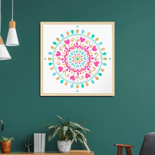 Summer Heart Mandala Framed Art