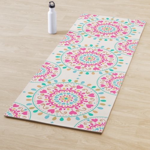 Summer Heart Mandala Yoga Mat