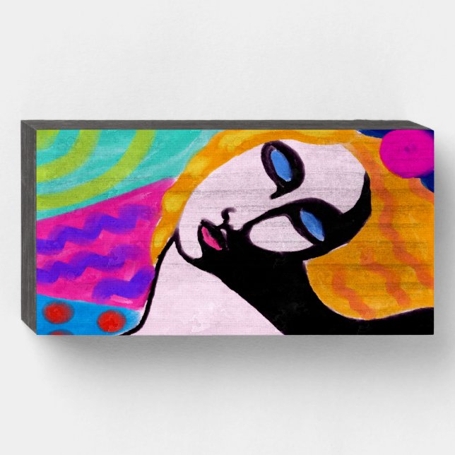 Summer Heat Abstract Digital Painting Wooden Box Sign (Front Horizontal)