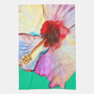 Summer hibiscus floral kitchen towel
