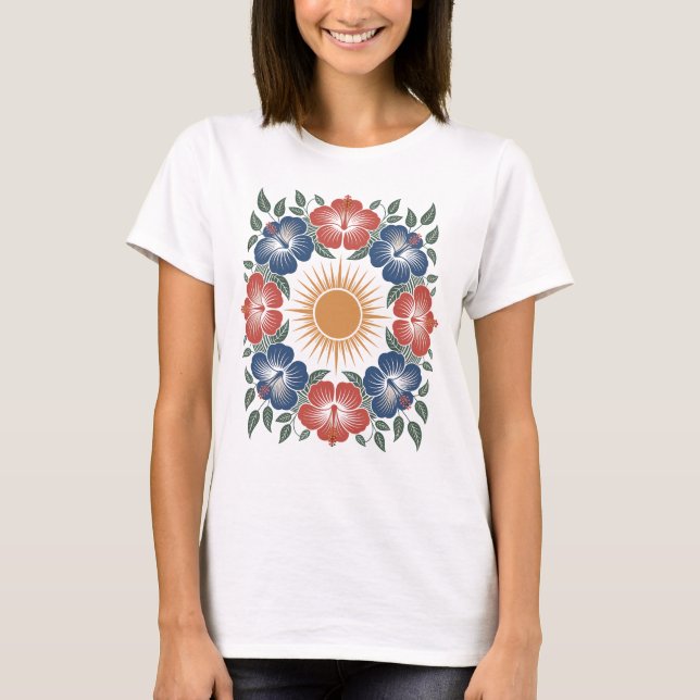 Summer Hibiscus Flower T-Shirt (Front)