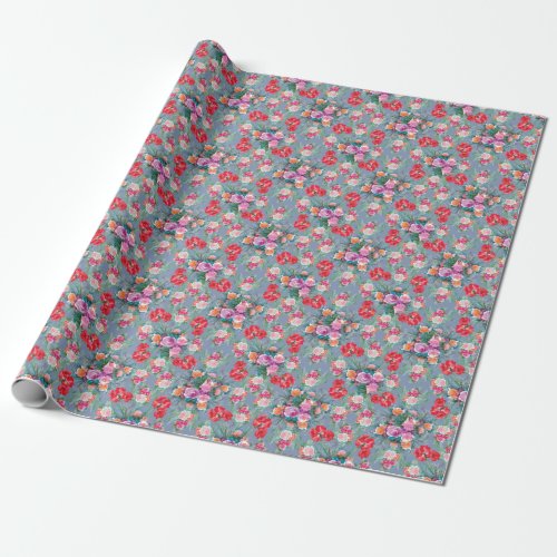 Summer Hippeastrum Roses Floral Vintage Wrapping Paper