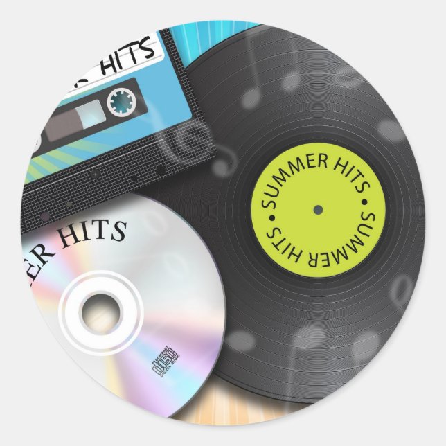 summer Hits Classic Round Sticker (Front)