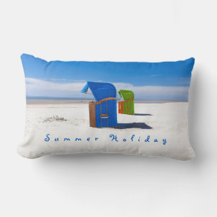 Summer holiday Beach chair photo with text Lumbar Pillow