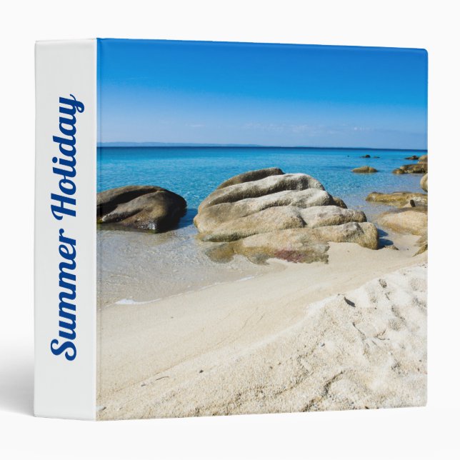 Summer Holiday Beautiful beach photo with text 3 Ring Binder (Front/Spine)