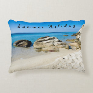 Summer Holiday Beautiful beach photo with text Accent Pillow