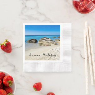 Summer Holiday Beautiful beach photo with text Napkins