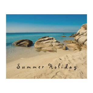 Summer Holiday Beautiful beach photo with text Wood Wall Art