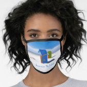 Summer holiday blue Beach chair photo with text Face Mask (Worn Her)
