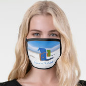 Summer holiday blue Beach chair photo with text Face Mask (Worn Her)