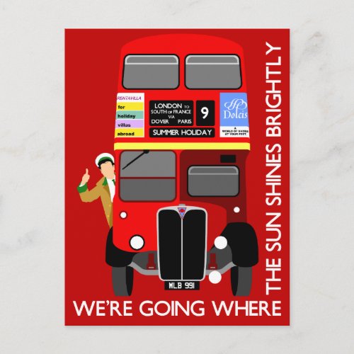 Summer Holiday London Red Double Decker Movie Bus Postcard