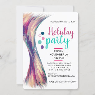 Summer Holiday Party Beach Watercolor Splatter Invitation