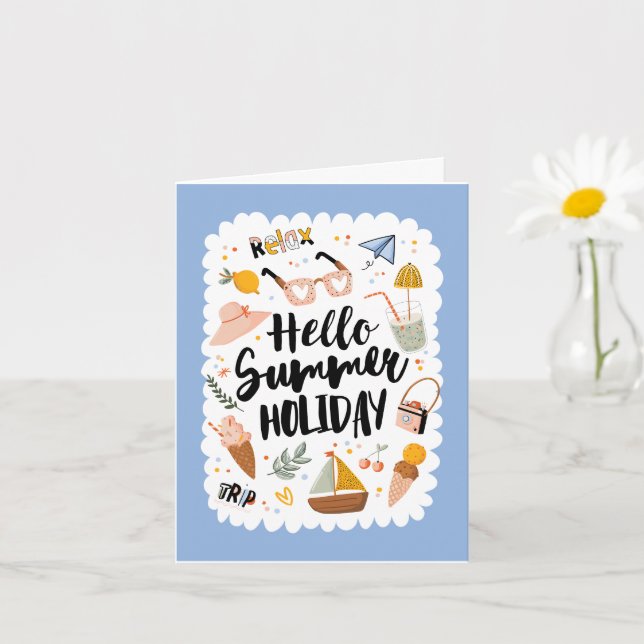 Summer Holiday Quote Colorful Cute Greeting Card (Small Plant)