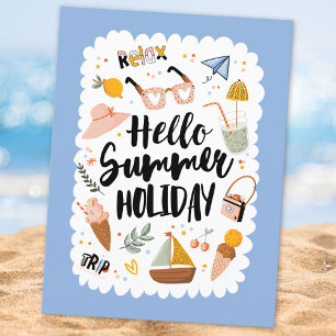 Summer Holiday Quote Colorful Cute Illustration Postcard