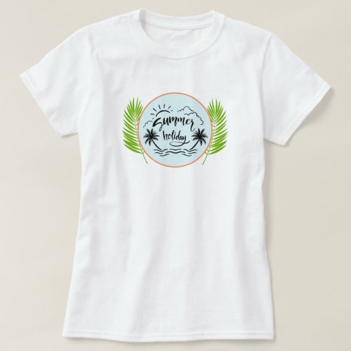 Summer Holiday Vibes Palm Trees and Leaves T_Shirt