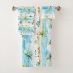 Summer Holidays Beach Palm Trees - Bath Towel Set