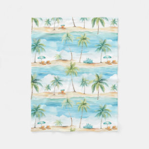 Summer Holidays Beach Palm Trees - Fleece Blanket