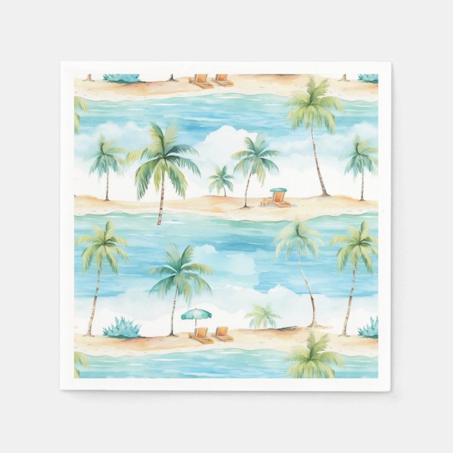 Summer Holidays Beach Palm Trees - Napkins (Front)