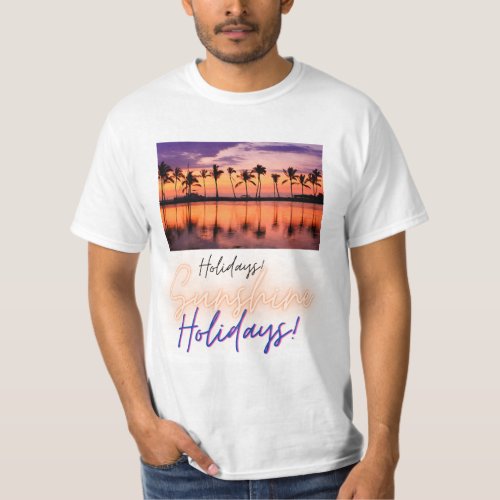 Summer Holidays Beach Sunset Palm Trees T_Shirt