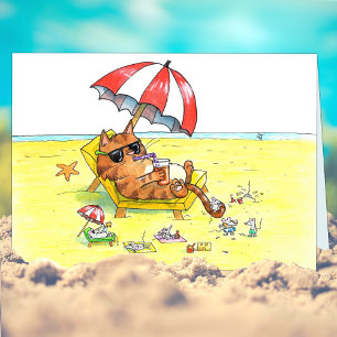 Summer Holidays Cat Greeting Card