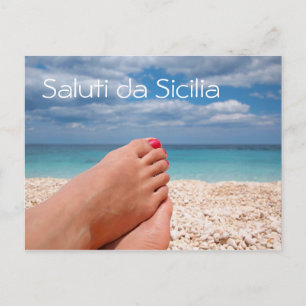 Summer holidays in Sicily text postcard