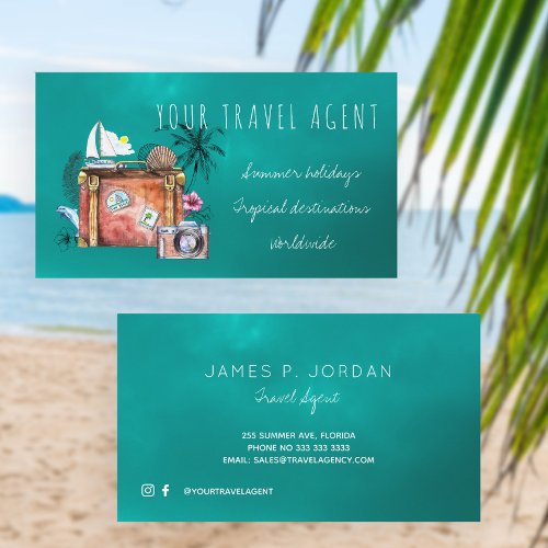 Summer holidays travel agent business cards