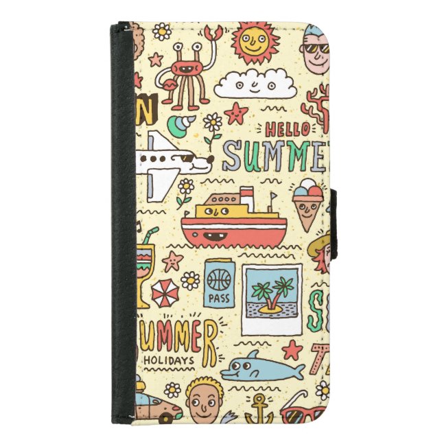 Summer Holidays Travel Doodle Set Samsung Galaxy Wallet Case (Front)