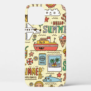 Summer Holidays Vacation Travel Funny Doodle vinta iPhone 12 Case