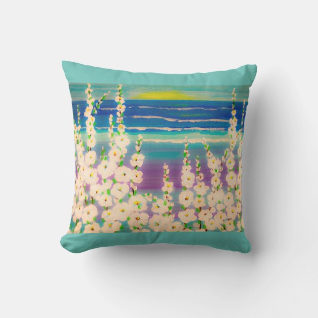 Summer Hollyhock Pillow (Front)