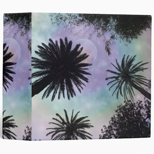 Summer Holographic Gradient Palm Trees Design 3 Ring Binder