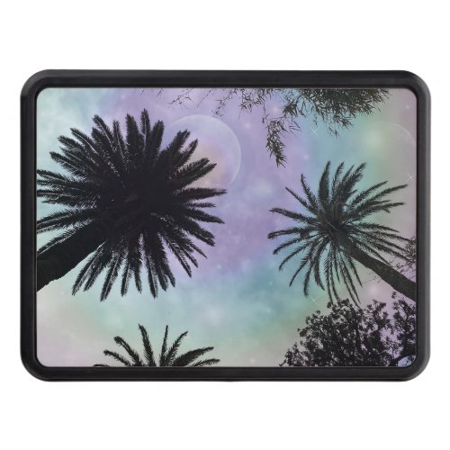 Summer Holographic Gradient Palm Trees Design Hitch Cover