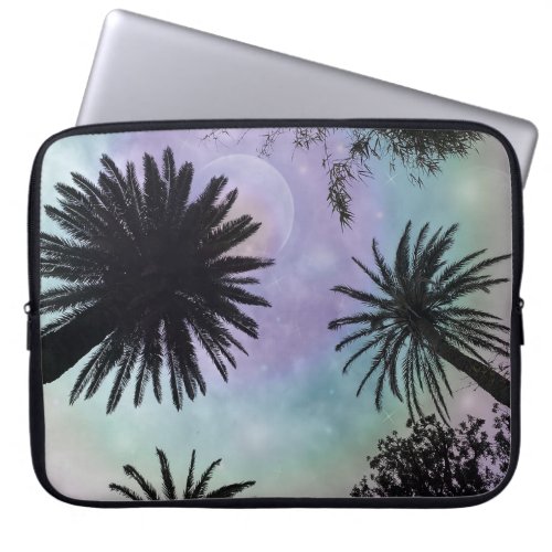 Summer Holographic Gradient Palm Trees Design Laptop Sleeve