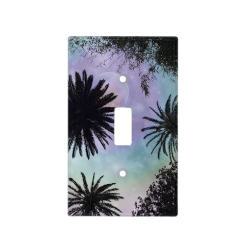 Summer Holographic Gradient Palm Trees Design Light Switch Cover