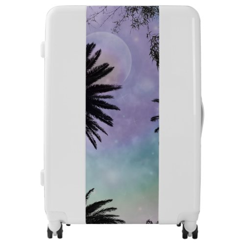 Summer Holographic Gradient Palm Trees Design Luggage