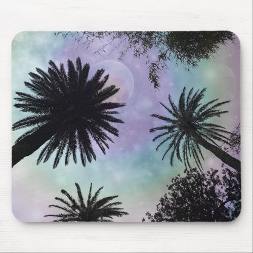 Summer Holographic Gradient Palm Trees Design Mouse Pad