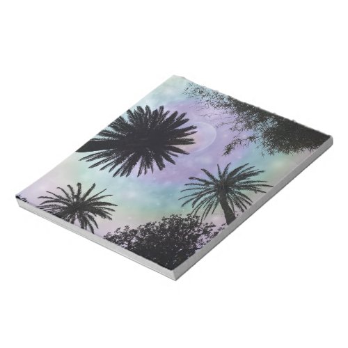 Summer Holographic Gradient Palm Trees Design Notepad