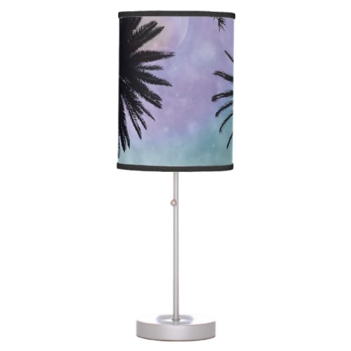 Summer Holographic Gradient Palm Trees Design Table Lamp