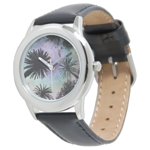 Summer Holographic Gradient Palm Trees Design Watch