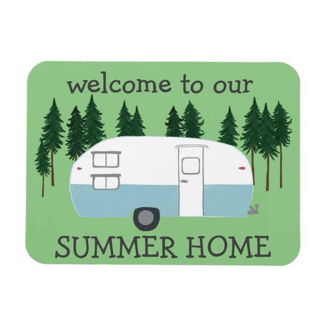SUMMER HOME Camper Trailer RVing Whimsical Magnet (Horizontal)
