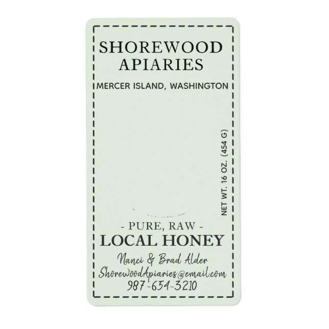Summer Honey 2 x 3.75" Aster Dashed Border Sage Label (Front)