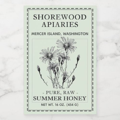 Summer Honey 2x3 Aster and Bee Dashed Border Food Food Label