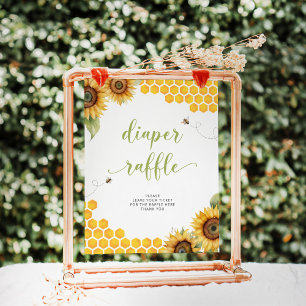 Summer Honey Bee Baby Shower Diaper Raffle Poster